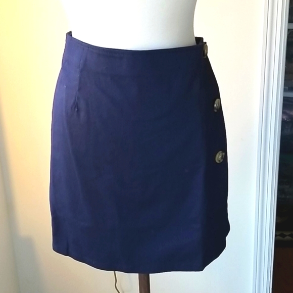 😽Modcloth Navy Button Front A Line Skirt Navy look cover mini nautical wear ❤️ - Picture 3 of 6